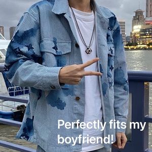 Washed only once! LV Striped Monogram Workwear Denim Shirt